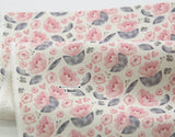 Camellia Flower patterned Fabric made in Korea by Half Yard / 45 X 150cm 18" X 57.5", Cotton Linen