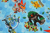 Pocket Monster, Pokemon Evolution, Pikachu, Grookey, Scorbunny, Sobble Licensed Fabric made in Korea by the Half Yard