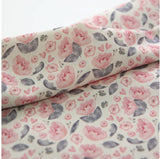 Camellia Flower patterned Fabric made in Korea by Half Yard / 45 X 150cm 18" X 57.5", Cotton Linen