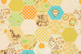 Winnie the Pooh Tigger Hexagon Patterned Cotton Fabric printed in Korea by the Half Yard