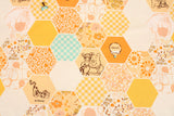 Winnie the Pooh Tigger Hexagon Patterned Cotton Fabric printed in Korea by the Half Yard