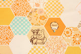 Winnie the Pooh Tigger Hexagon Patterned Cotton Fabric printed in Korea by the Half Yard