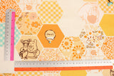 Winnie the Pooh Tigger Hexagon Patterned Cotton Fabric printed in Korea by the Half Yard