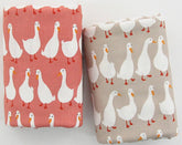 韓国製のガチョウの家族柄生地(半ヤード単位)