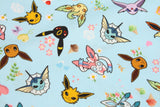 ポケットモンスター、ポケモン、イーブイ進化、イーブイ進化シャワーズ、サンダース、ブースター、ニンフィア 韓国製生地 半ヤード単位