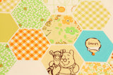 Winnie the Pooh Tigger Hexagon Patterned Cotton Fabric printed in Korea by the Half Yard