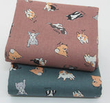 かわいい犬の子犬柄のオックスフォード生地(韓国製、半ヤード単位)