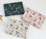 韓国製ボタニカルバンビ生地、半ヤード 45cm x 150cm 18"x 58" / コットン&リネン