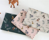 韓国製ボタニカルバンビ生地、半ヤード 45cm x 150cm 18"x 58" / コットン&リネン