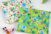 Disney Mickey Minnie Mouse Cotton Fabric Jungle Tropical printed in Korea by the Half Yard