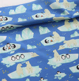 Penguin, Polar Bear printed Fabric made in Korea by the Half Yard