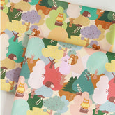 Forest Animal Owl Hedghog Squirrel Patterned Fabric made in Korea by Half Yard