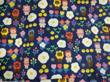 Animal Land Egg Flower Lion Bear Fabric made in Korea by the Half Yard