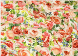 水彩画のバラ柄のOEKO-TEX生地(韓国製、半ヤード単位)