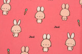 ニンジンとウサギのかわいい動物柄の生地(韓国製、半ヤード単位)