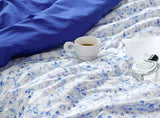 青い花柄の生地、韓国製花柄生地(半ヤード単位)