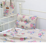 韓国製ローズフラワー柄生地 半ヤード 45 x 150cm または 18" x 57.5"、コットンリネン