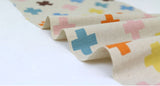 Cross patterned Fabric made in Korea by Half Yard / 45 X 150cm 18" X 57.5", Cotton Linen