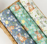 Flowers Baby Tiger Fabric made in Korea by Half Yard Digital Textile Printing