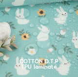 ラミネート加工TPU ECO防水コットン生地 動物ウサギ バニープリント生地 韓国製 ヤード単位