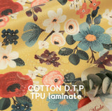 ラミネート加工TPU防水コットン生地 ローズフラワー 花柄プリント生地 韓国製 ヤード単位