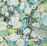 Laminated TPU Waterproof Cotton Fabric Rose Flower Floral printed Fabric made in Korea by the Yard