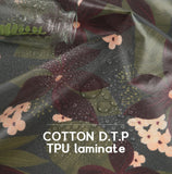 Laminated TPU Waterproof Cotton Viola Fabric Flower Floral printed Fabric made in Korea by the Yard