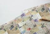 Vintage Modern Postcard Postage Stamp Fabric made in Korea by the Half Yard