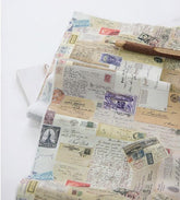 Vintage Modern Postcard Postage Stamp Fabric made in Korea by the Half Yard