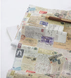 Vintage Modern Postcard Postage Stamp Fabric made in Korea by the Half Yard