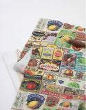 Vintage Modern Postage Fruits Advertisement Fabric made in Korea by the Half Yard