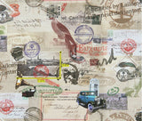 ヴィンテージ モダン アンティーク カー 電話 郵便用生地 韓国製 半ヤード単位