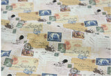 Vintage Modern Postage Stamp Fabric made in Korea by the Half Yard