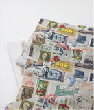 Vintage Modern Postcard Postage Stamp Fabric made in Korea by the Half Yard
