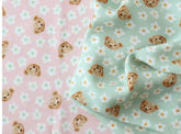 Cute Teddy Bear Viscose Rayon Fabric printed in Korea 36" x 44" 90cm x 110cm by the Yard