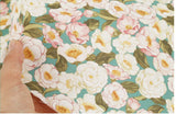 韓国製のバラの花の庭の模様の生地(半ヤード単位)