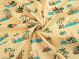 トロピカルオアシスフラミンゴ柄生地(韓国製、半ヤード単位)