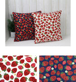 韓国製のイチゴ柄オックスフォード生地(半ヤード単位)