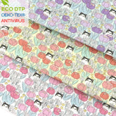 鬱金香花園貓圖案 OEKO Tex 布料韓國製造 Half Yard