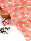 韓国製のピンクのイチゴ柄生地(半ヤードDTP)