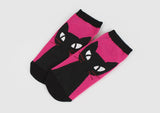 Cute Black Cat Patterned Ankle No Show Socks Women's Socks made in Korea