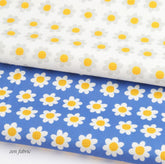 Daisy Flower Patterned Fabric, Cute, Kids, Sewing, Quilt made in Korea by Half Yard