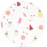 Dissert Fruits Ice candy Pineapple Orange Patterned Fabric, Cute, Kids, Sewing, Quilt made in Korea by Half Yard