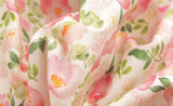 水彩ピンクのバラの花柄生地、韓国製花柄生地(半ヤード単位)