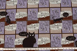 New York Cat Black Cat Fabric printed in Korea by the Half Yard