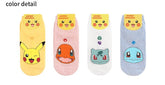 4 Pairs of Pokemon Pikachu Patterned Low Cut Socks Women's Socks