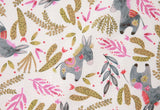 Cactus Flower Donkey Animal Patterned Fabric made in Korea by the Half Yard