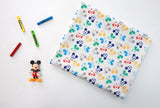 韓国でプリントされたディズニーミッキーマウスカラーインクスタンプ柄生地(半ヤード単位)