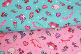 My Melody Kuromi My Sweet Piano Character Dessert Oxford Fabric printed in Japan by the Half Yard