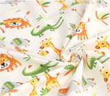 Cute Animal Savanna Lion Giraffe Alligator patterned Fabric made in Korea by the Half Yard
